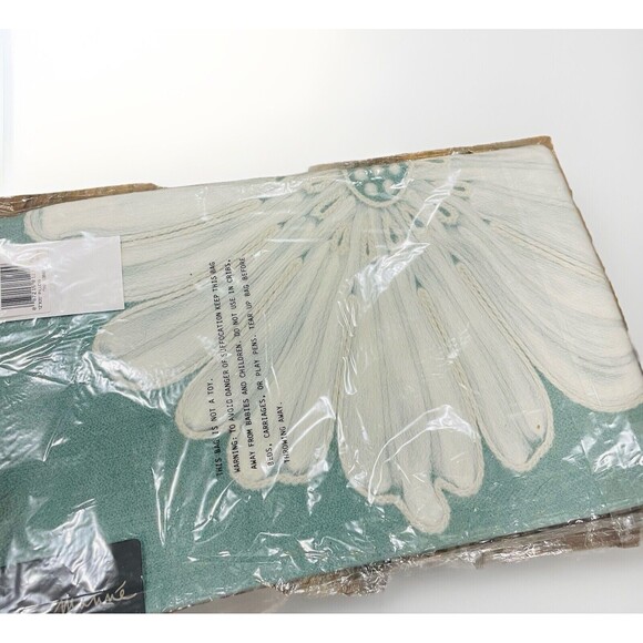 LIORA MANNE Indoor Outdoor Aqua Pillow Cover Embroidered White Flower 12x20 NWT - Picture 2 of 4